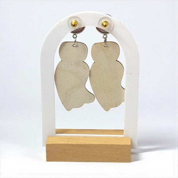 Pumpkin Ghost Wood Drop Earrings - Picture 2 of 3